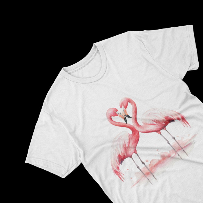 Tricouri personalizate cu poza Flamingo Watercolor love [1]