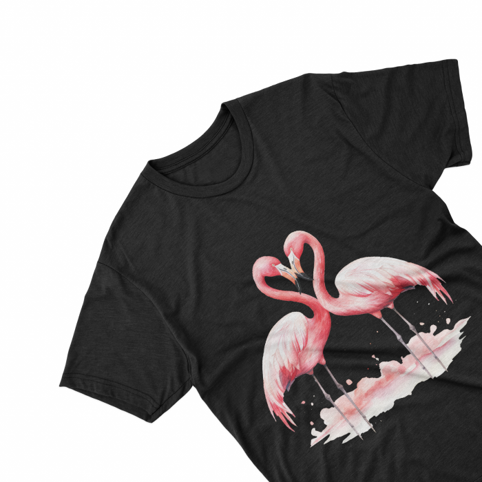 Tricouri personalizate cu poza Flamingo Watercolor love [2]