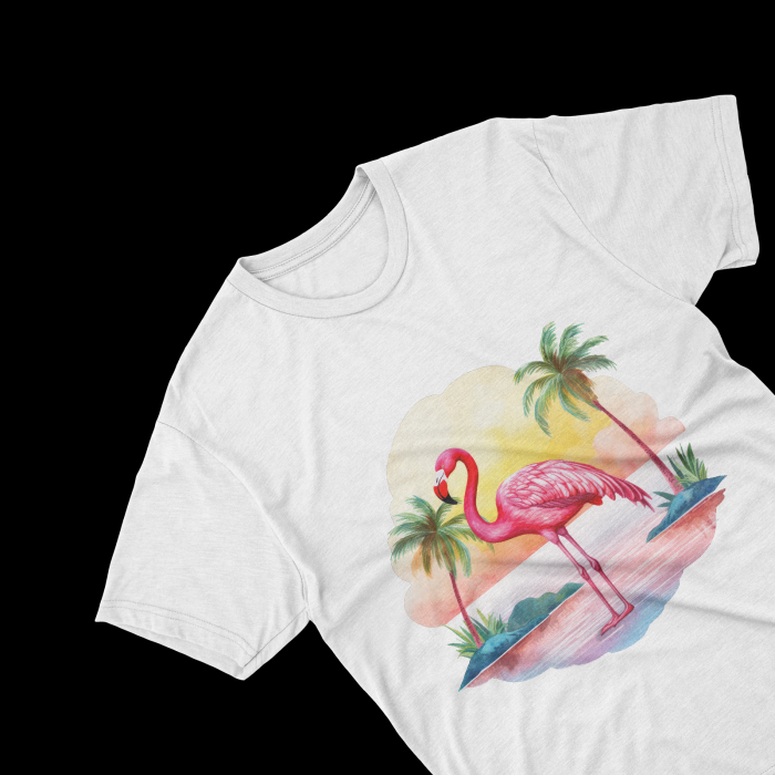 Tricouri personalizate cu poza Flamingo Watercolor tropical [1]