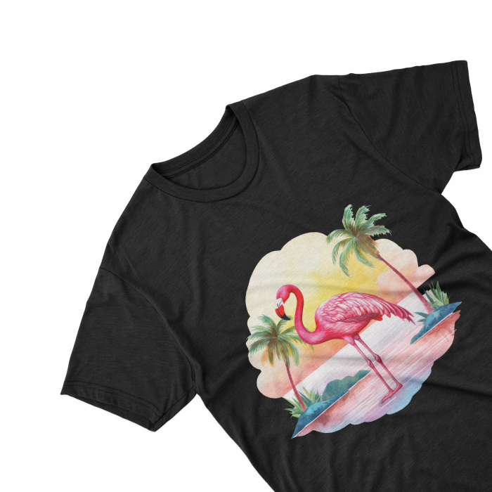 Tricouri personalizate cu poza Flamingo Watercolor tropical [2]