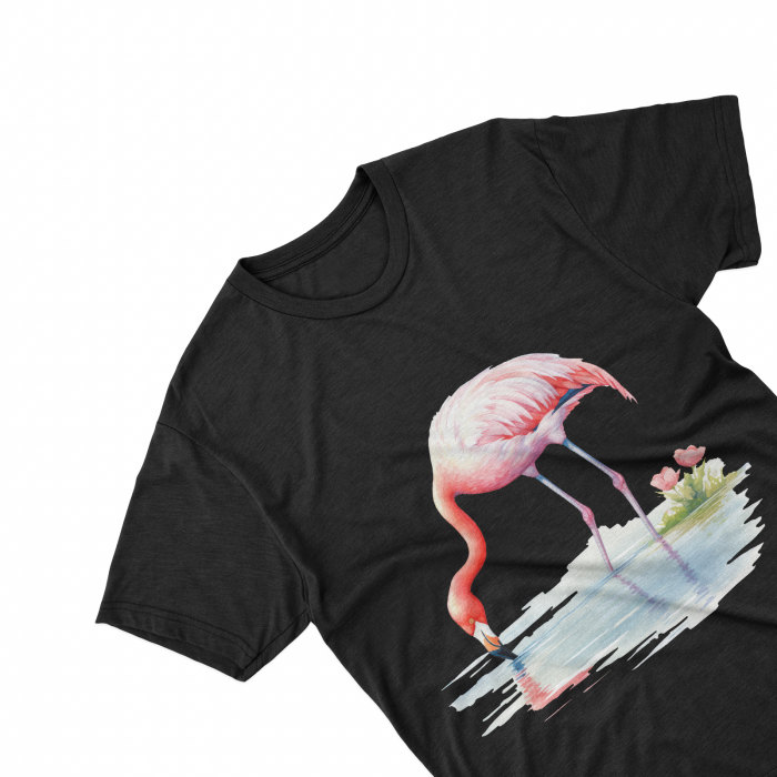 Tricouri personalizate cu poza Flamingo Watercolor drinking water [1]