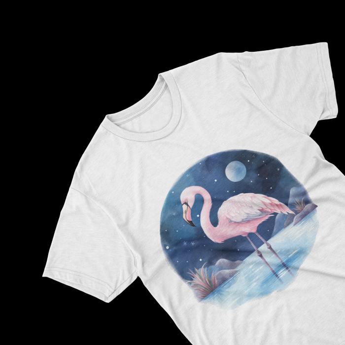 Tricouri personalizate cu poza Flamingo Watercolor nighttime [1]