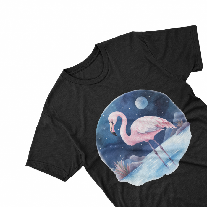 Tricouri personalizate cu poza Flamingo Watercolor nighttime [2]