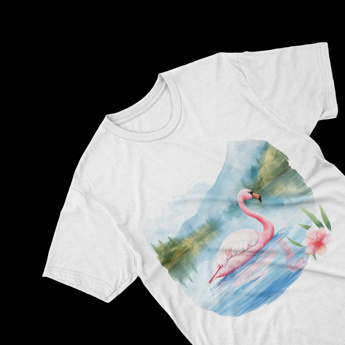 Tricouri personalizate cu poza Flamingo Watercolor swimming [1]