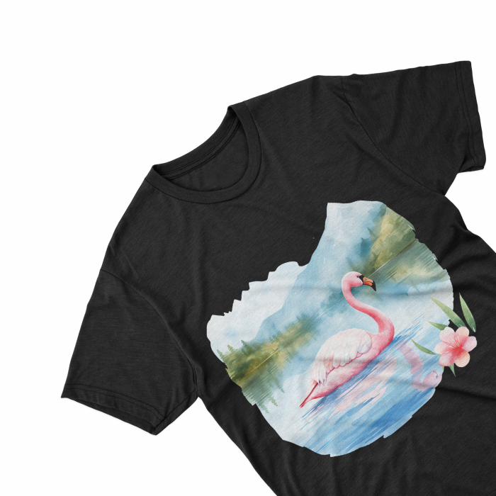 Tricouri personalizate cu poza Flamingo Watercolor swimming [2]