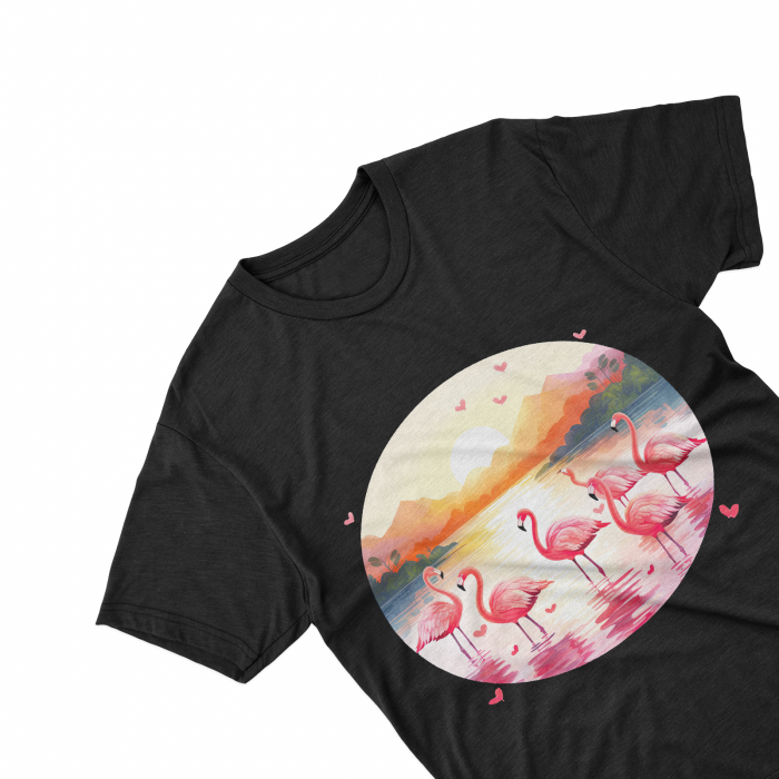 Tricouri personalizate cu poza Flamingo Watercolor familie [1]