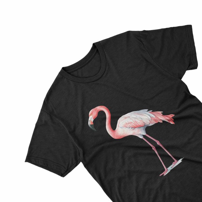Tricouri personalizate cu poza Flamingo Watercolor pene roz [2]