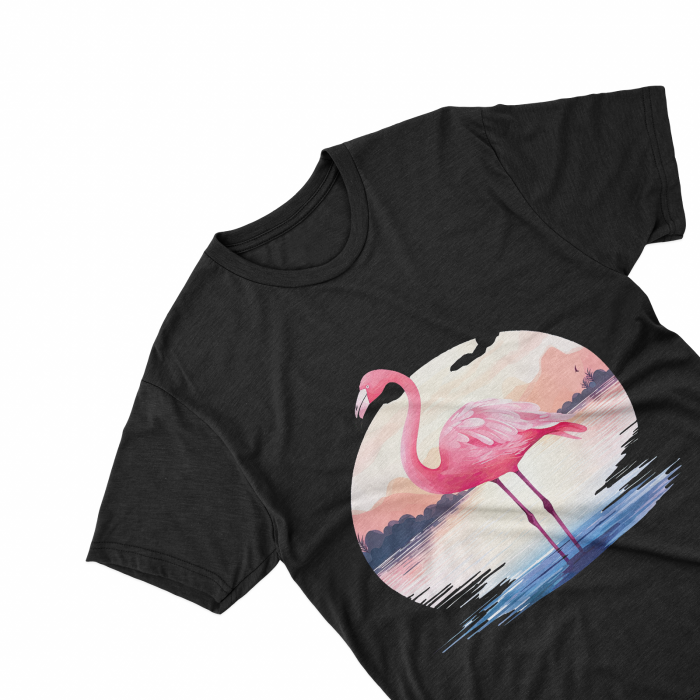 Tricouri personalizate cu poza Flamingo Watercolor apus [2]