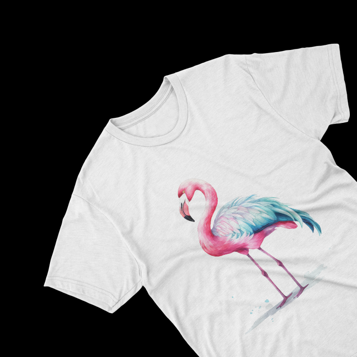 Tricouri personalizate cu poza Flamingo Watercolor aripi albastre [2]