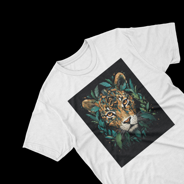 Tricouri personalizate cu poza Leopard Watercolor frunze verzi [1]