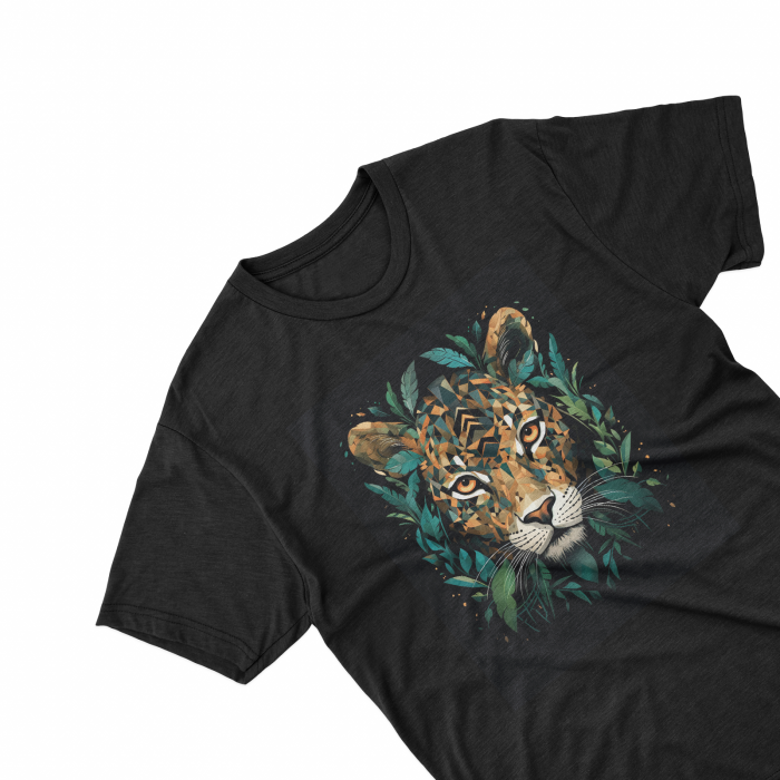 Tricouri personalizate cu poza Leopard Watercolor frunze verzi [2]