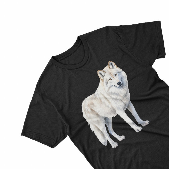 Tricouri personalizate cu poza Lup Watercolor white wolf [2]