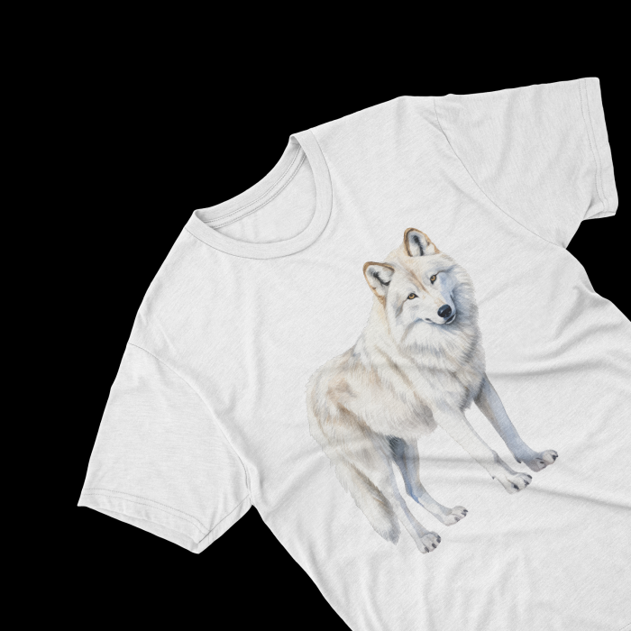 Tricouri personalizate cu poza Lup Watercolor white wolf [1]