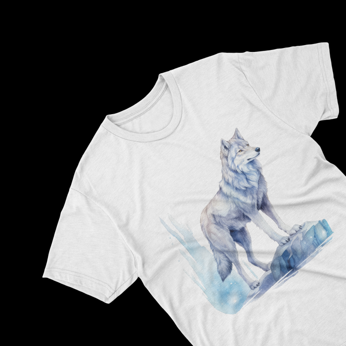 Tricouri personalizate cu poza Lup Watercolor ice [2]