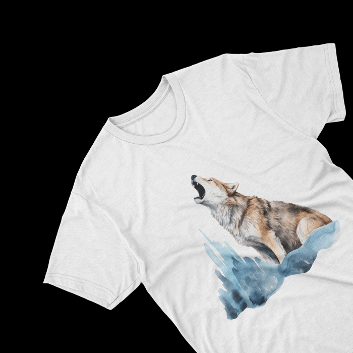 Tricouri personalizate cu poza Lup Watercolor howling [1]