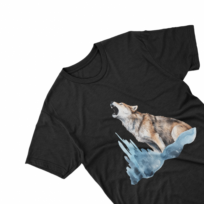 Tricouri personalizate cu poza Lup Watercolor howling [2]