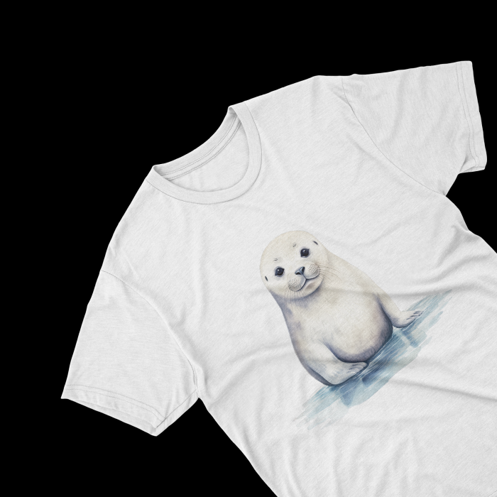 Tricouri personalizate cu poza Foca Watercolor pui alb [1]