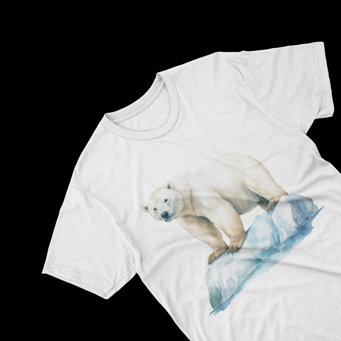 Tricouri personalizate cu poza Urs polar Watercolor pe iceberg [1]