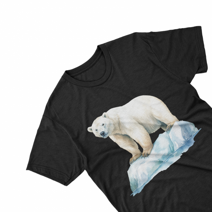 Tricouri personalizate cu poza Urs polar Watercolor pe iceberg [2]