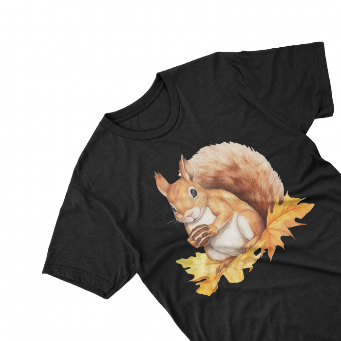 Tricouri personalizate cu poza Veverita Watercolor autumn [2]