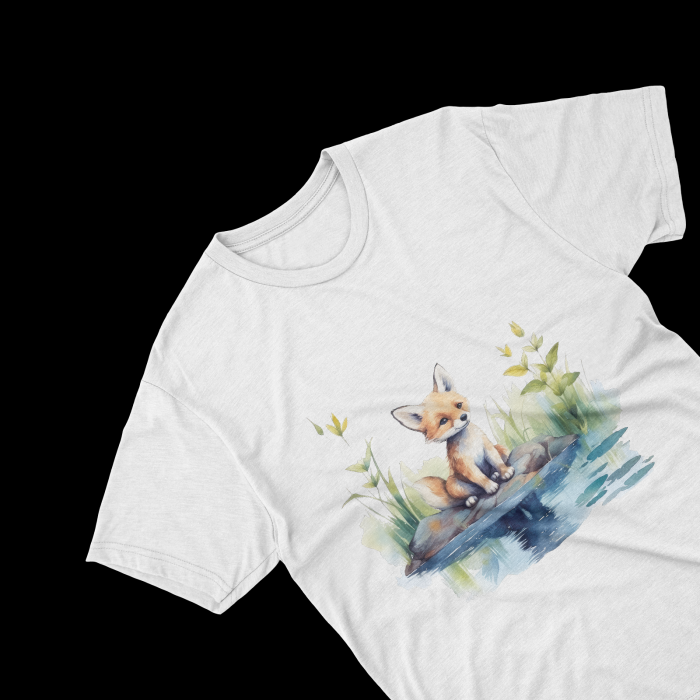 Tricouri personalizate cu poza Vulpe Watercolor luciu de apa [1]