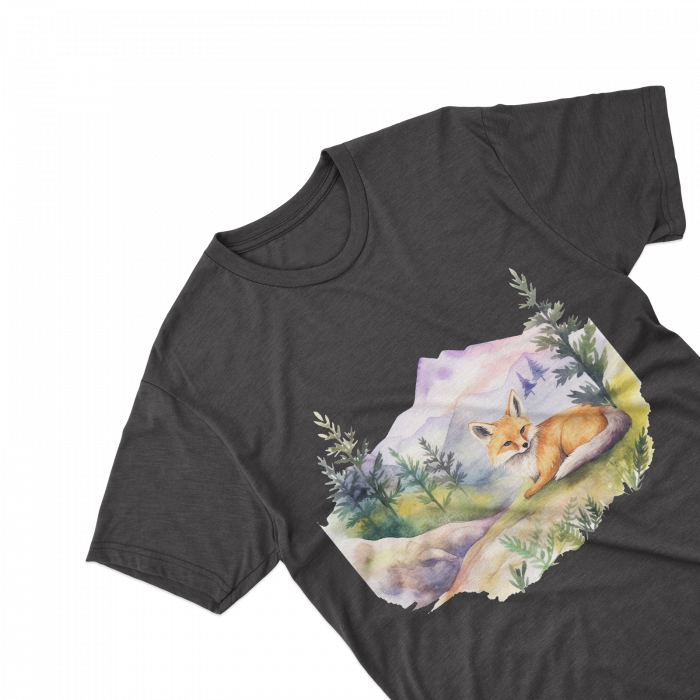 Tricouri personalizate cu poza Vulpe Watercolor peisaj montan [2]