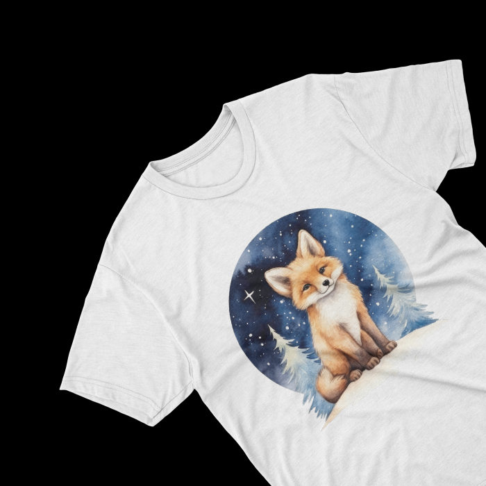 Tricouri personalizate cu poza Vulpe Watercolor starry night [2]