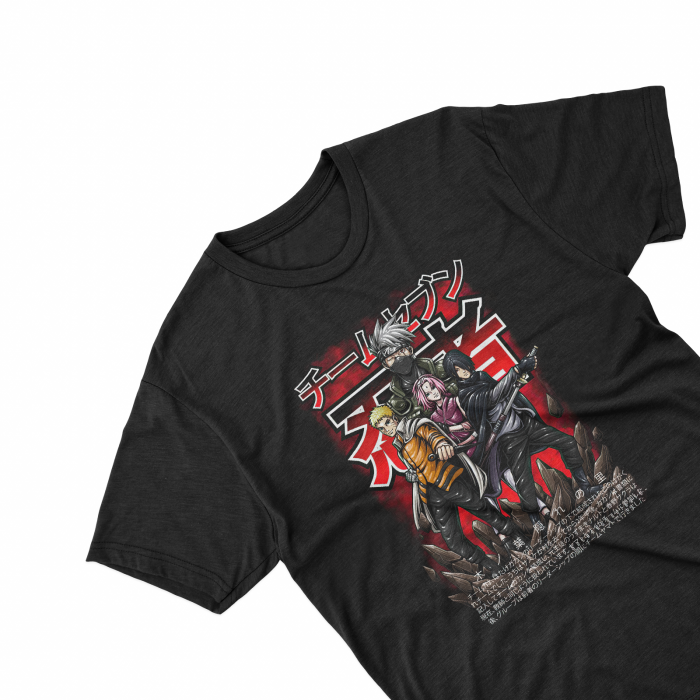 Tricouri personalizate cu anime Naruto team seven adults negru [1]