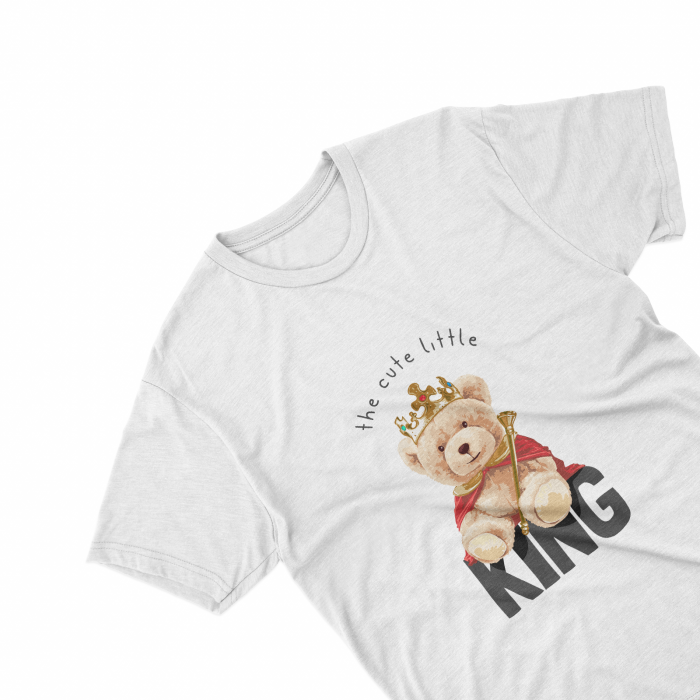Tricouri personalizate cu ursulet The cute little king alb [1]