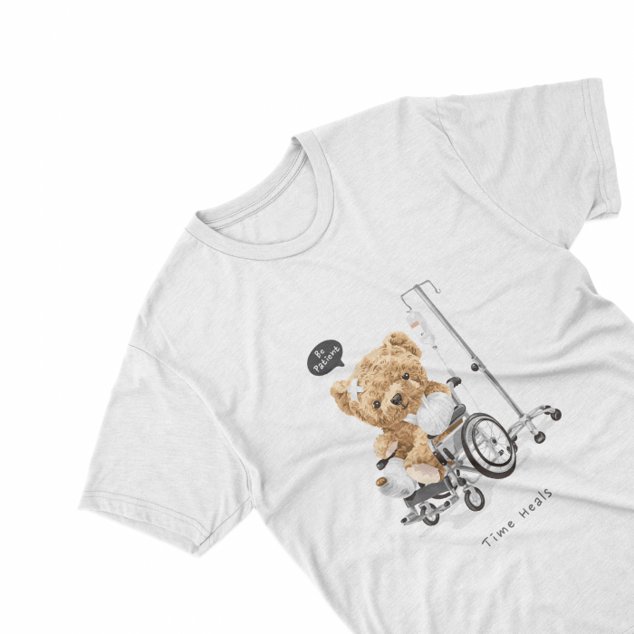 Tricouri personalizate cu ursulet Time heals alb [1]
