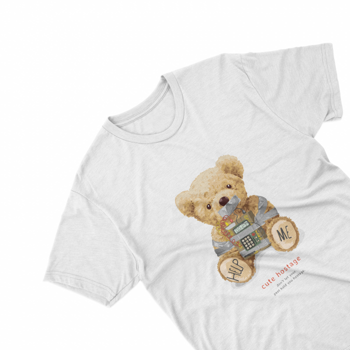 Tricouri personalizate cu ursuletcute little hostage alb [1]