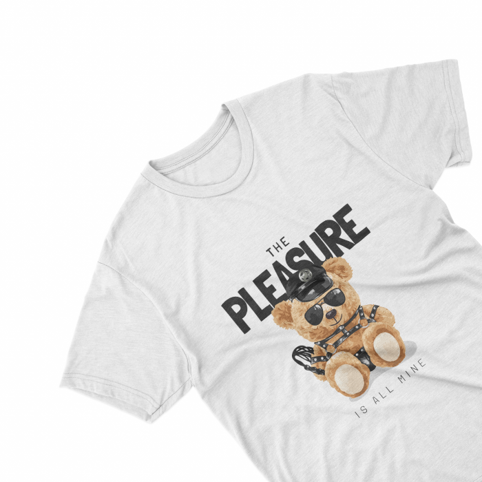 Tricouri personalizate cu ursulet Pleasure alb [1]