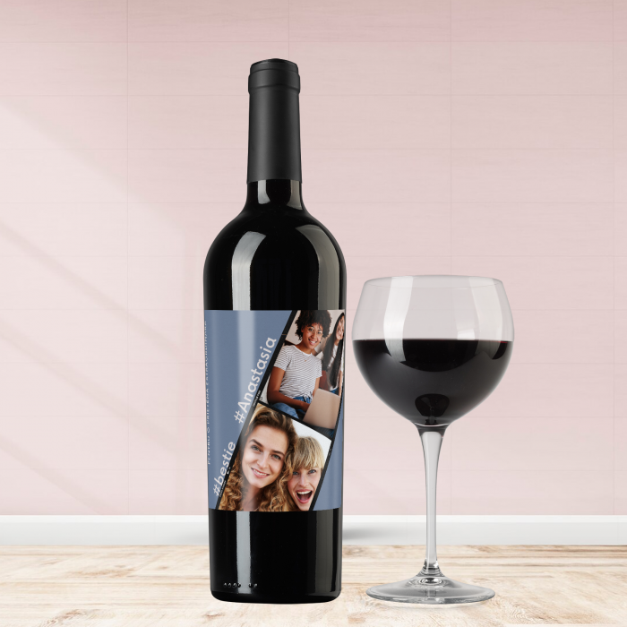 Sticla de vin personalizata cu poza si text 750ml Best friends [1]