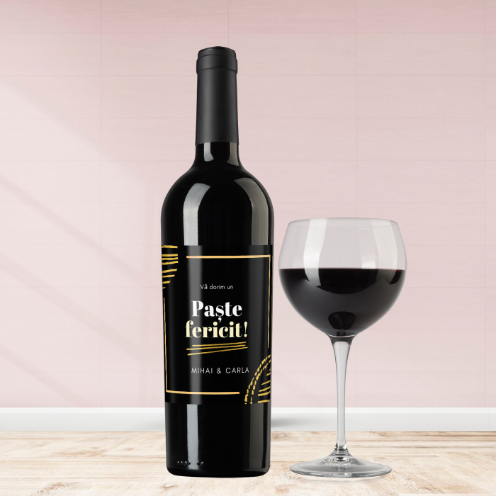 Sticla de vin personalizata pentru Paste cu text 750ml model 1 [1]