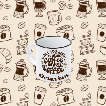 Cana personalizata cu varf colorat All you need is coffee