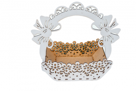 Decoratiuni Paste - Cosulet din lemn decorativ pentru oua model fundita