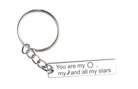 Brelocuri personalizate - Breloc personalizat You are my sun, my moon, Inox, 40x9mm