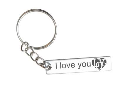 Brelocuri personalizate - Breloc personalizat I love you, Inox, 40x9mm