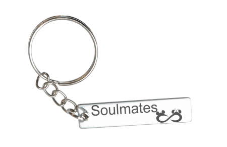 Brelocuri personalizate - Breloc personalizat Soulmates, Inox, 40x9mm