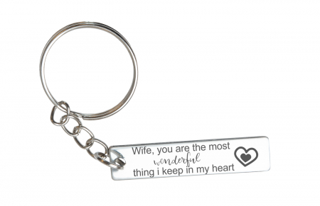 Brelocuri personalizate - Breloc personalizat Wife, you are the most wonderful, Inox, 40x9mm