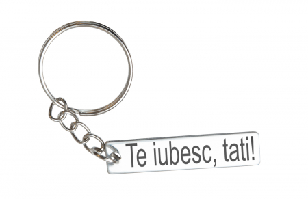 Brelocuri din inox - Breloc personalizat Te iubesc, tati, Inox, 40x9mm
