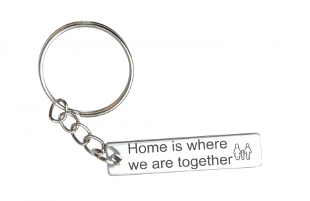 Brelocuri din inox - Breloc personalizat Home is where we are together, Inox, 40x9mm