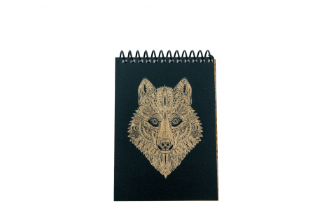 Agende personalizate - Agenda personalizata din lemn cu lup , A6