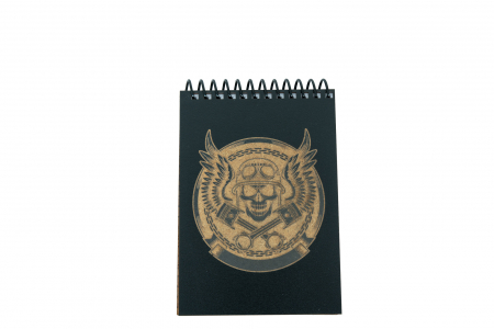 Agende personalizate - Agenda personalizata din lemn cu craniu moto, A6