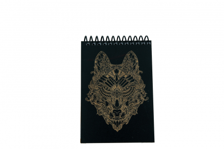Agende A6 - Agenda personalizata din lemn cu lup mandala, A6