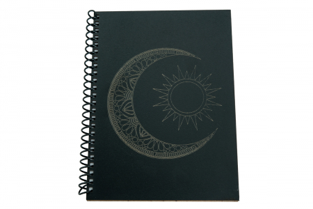 Agende A5 - Agenda personalizata din lemn cu Soarele si Luna , A5