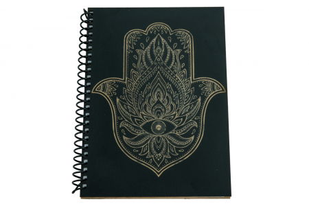 Agende A5 - Agenda personalizata din lemn cu Palma Hamsa, A5