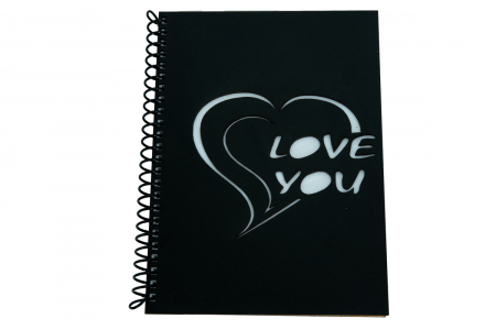 Agende A5 - Agenda personalizata din lemn cu Love you, A5