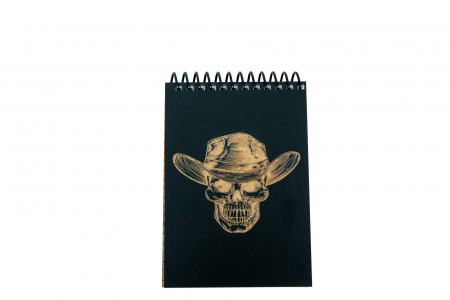 Agende personalizate - Agenda personalizata din lemn cu craniu cu palarie, A6
