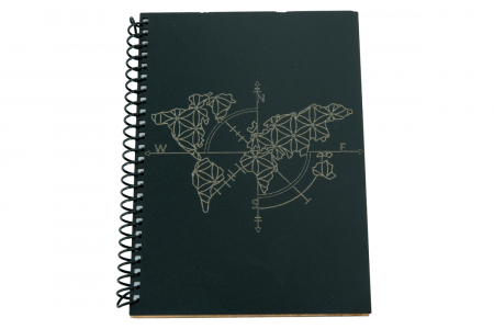 Agende A5 - Agenda personalizata din lemn cu harta lumii, A5